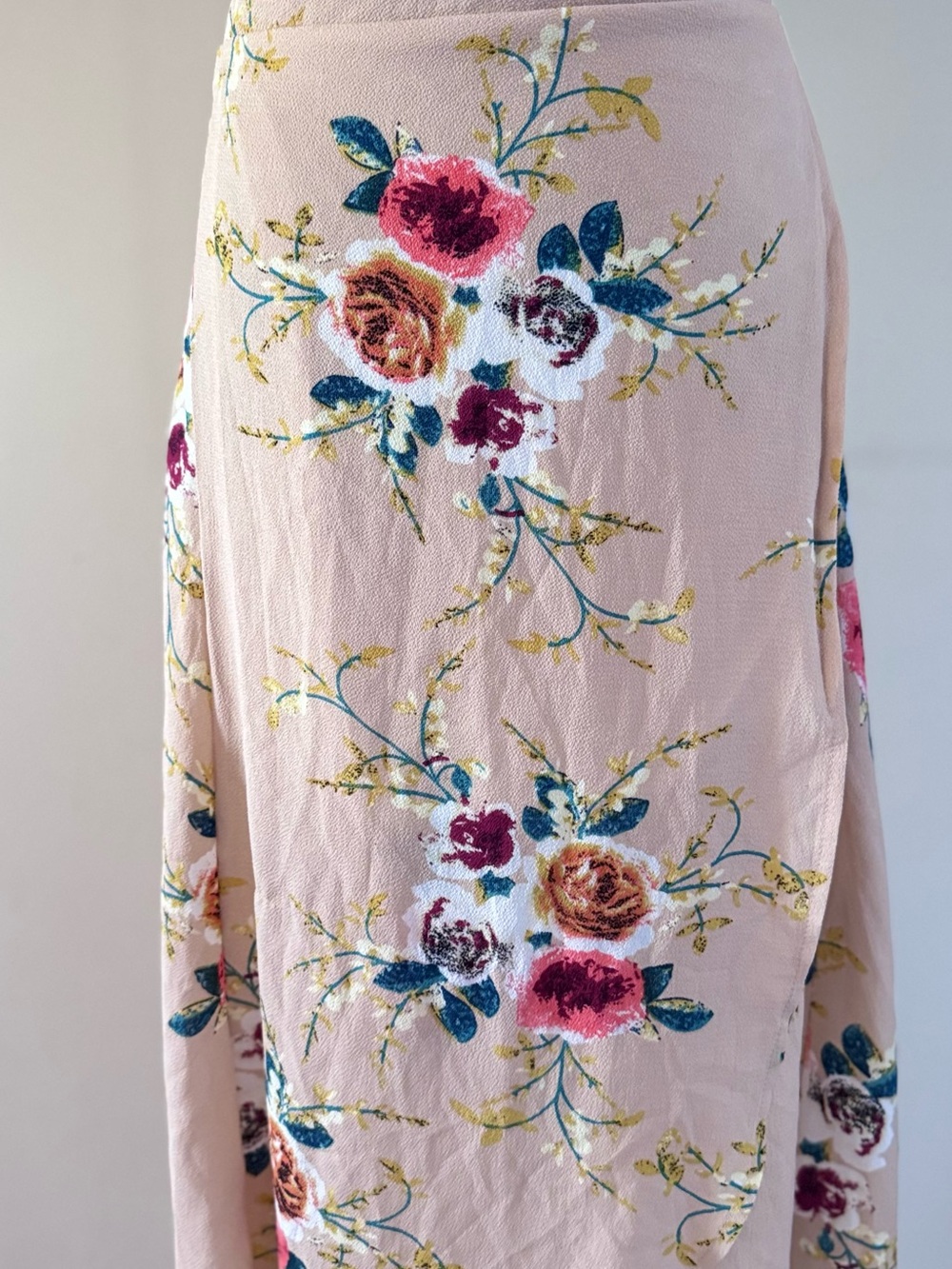 Floral Wrap Maxi Skirt - Cream Pink - Picture 3 of 7